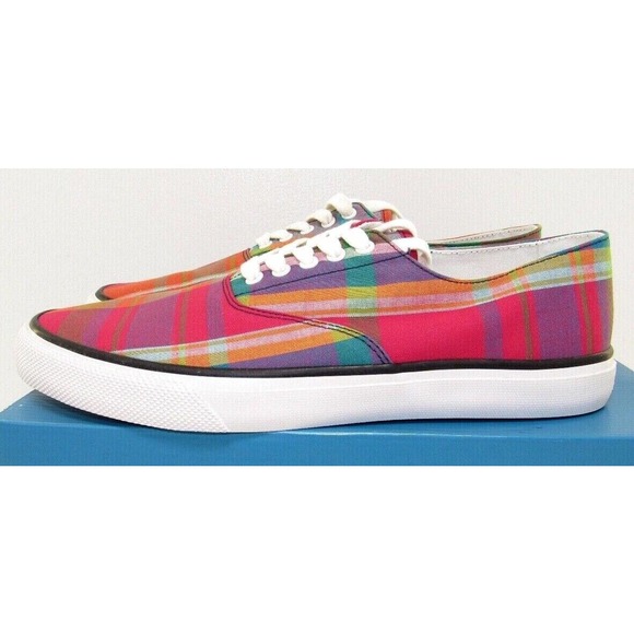 Mens Sperry Top-Sider Cloud CVO Deck Sneakers Plaid Pink Canvas - NWT - STS22337 - Picture 3 of 6